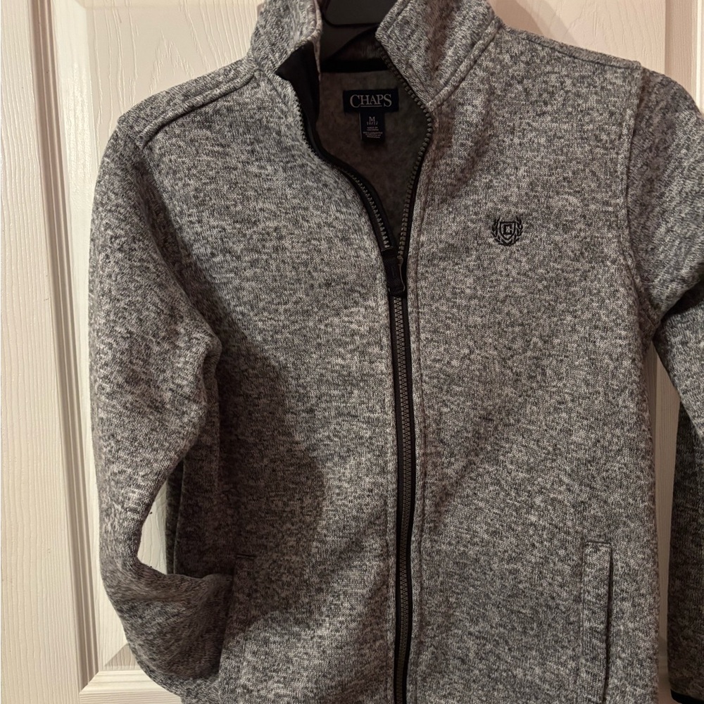 Chaps Gray-black half-zip sweater with pockets! Sz10-12 boys! Excellent shape!